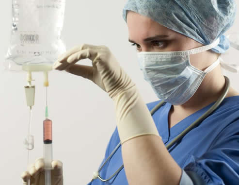 Photo of a nurse with an IV
